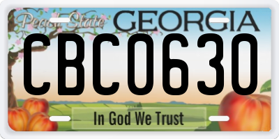GA license plate CBC0630