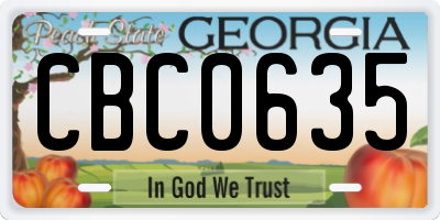 GA license plate CBC0635