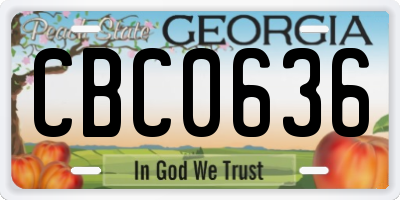 GA license plate CBC0636