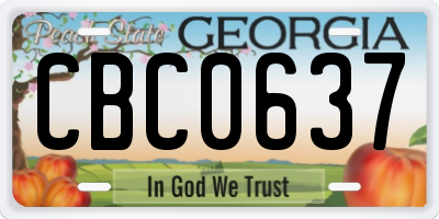 GA license plate CBC0637