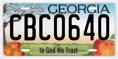GA license plate CBC0640