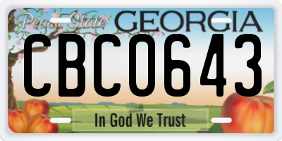 GA license plate CBC0643