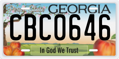 GA license plate CBC0646