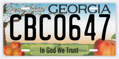 GA license plate CBC0647