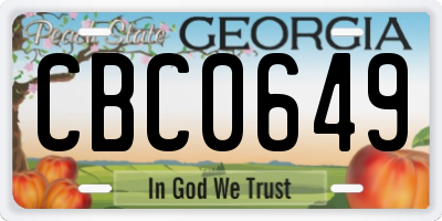 GA license plate CBC0649