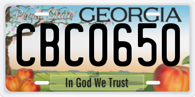 GA license plate CBC0650