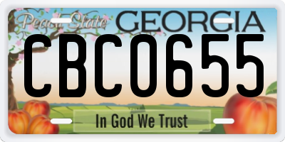 GA license plate CBC0655