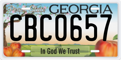 GA license plate CBC0657