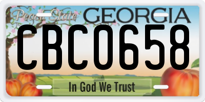 GA license plate CBC0658