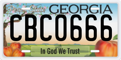 GA license plate CBC0666