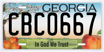 GA license plate CBC0667