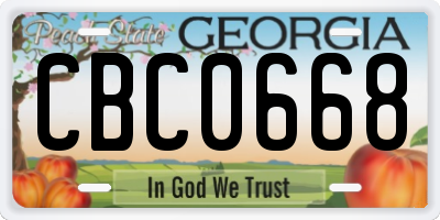 GA license plate CBC0668
