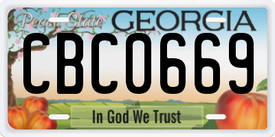 GA license plate CBC0669