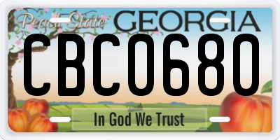 GA license plate CBC0680
