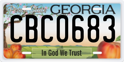 GA license plate CBC0683