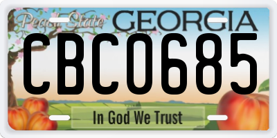 GA license plate CBC0685