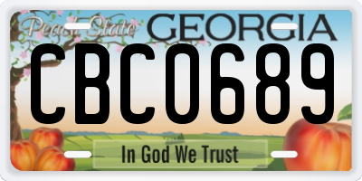 GA license plate CBC0689