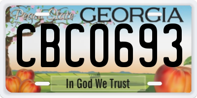 GA license plate CBC0693