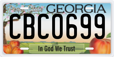 GA license plate CBC0699