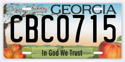 GA license plate CBC0715