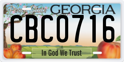 GA license plate CBC0716