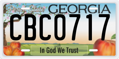 GA license plate CBC0717