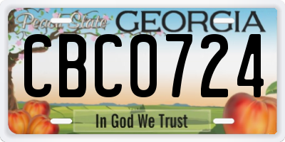 GA license plate CBC0724