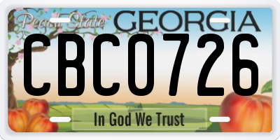 GA license plate CBC0726