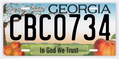 GA license plate CBC0734