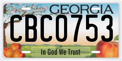 GA license plate CBC0753