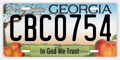 GA license plate CBC0754