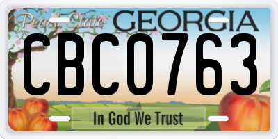 GA license plate CBC0763