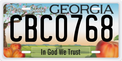 GA license plate CBC0768