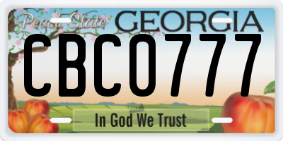 GA license plate CBC0777