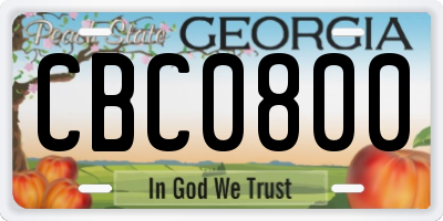 GA license plate CBC0800