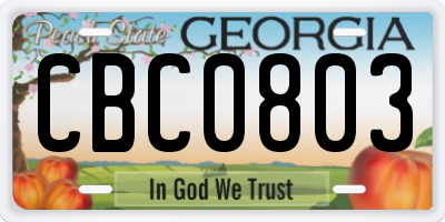 GA license plate CBC0803