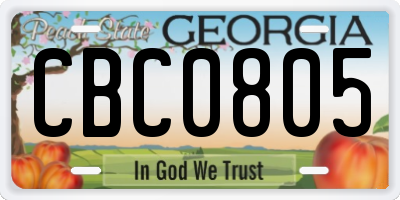 GA license plate CBC0805
