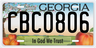 GA license plate CBC0806