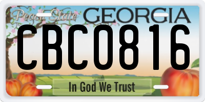 GA license plate CBC0816