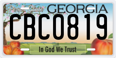 GA license plate CBC0819