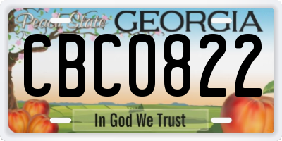GA license plate CBC0822