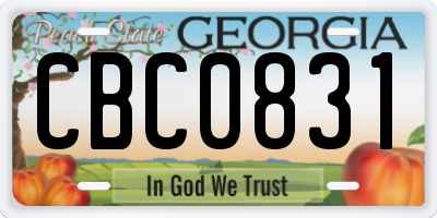 GA license plate CBC0831