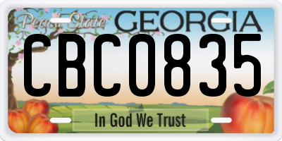 GA license plate CBC0835