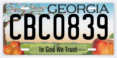 GA license plate CBC0839