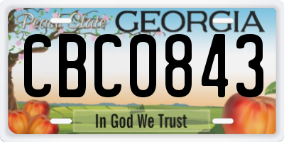 GA license plate CBC0843