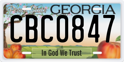 GA license plate CBC0847