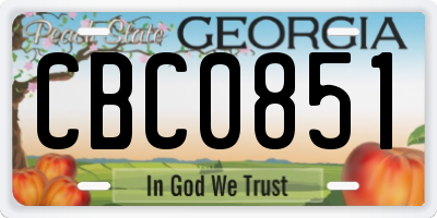 GA license plate CBC0851