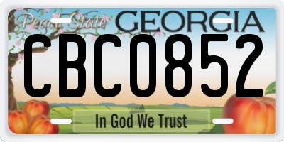 GA license plate CBC0852