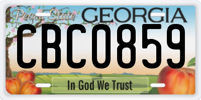 GA license plate CBC0859
