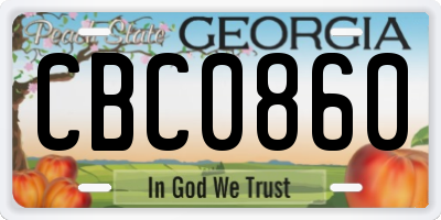 GA license plate CBC0860